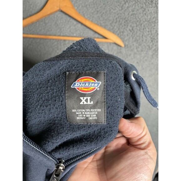 VTG Y2K Dickies Full Zip Hoodie Sweatshirt Mens XL Navy Cyber Skater Grunge - Picture 2 of 13